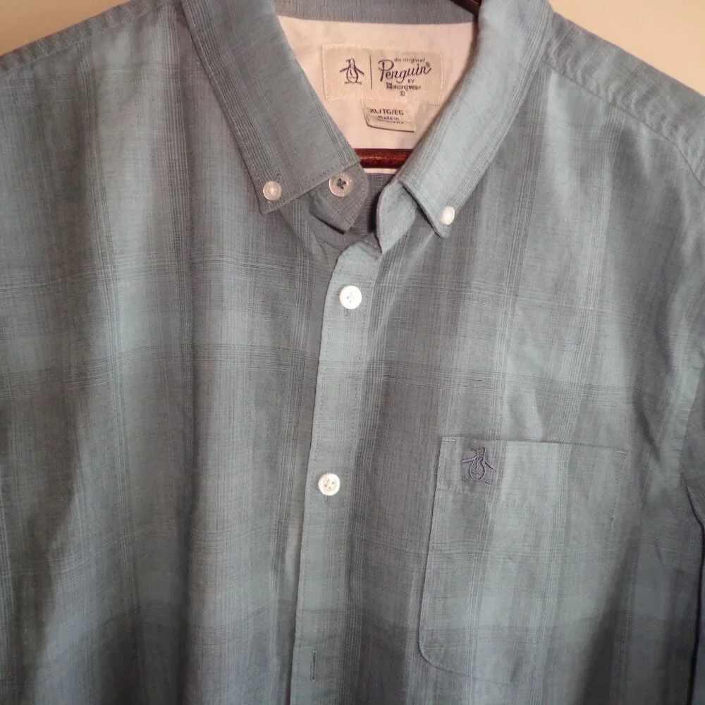 NWOT An Original Penguin by Munsingwear Button Down Blue Plaid Shirt XL/TG/EG - Picture 4 of 14